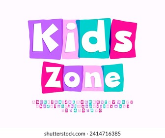 Vector playful flyer Kids Zone. Watercolor block Font. Creative set of Alphabet Letters and Numbers