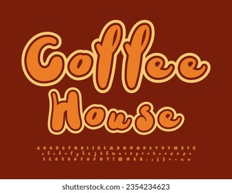 Logo del vector Coffee House. Fuente divertida y moderna. Juego de Letras, números y símbolos de alfabetos escritos a mano. 