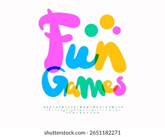 Vector Playful logo Fun Games. Colorful Kids Font. Creative Alphabet Letters and Numbers set