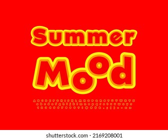Vector playful logo Summer Mood. Modern bright Font. Creative Alphabet Letters, Numbers and Symbols set