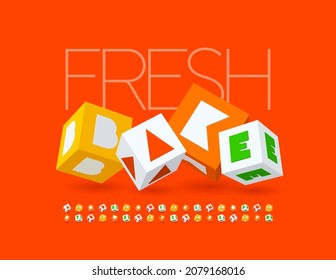 El vector juguetón loo recién horneado. Fuente creativa moderna. Estilo cúbico Alfabeto Letras y números establecidos