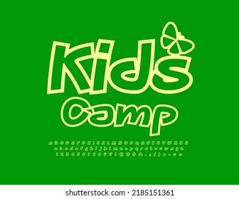 Vector playful sign Kids Camp. Modern handwritten Alphabet Letters, Numbers and Symbols set. Creative Bright Font