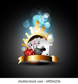 vector playing card with dices beautiful design