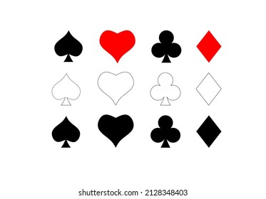Vector Playing Card Suit Icon Symbol Set isolatef on white background