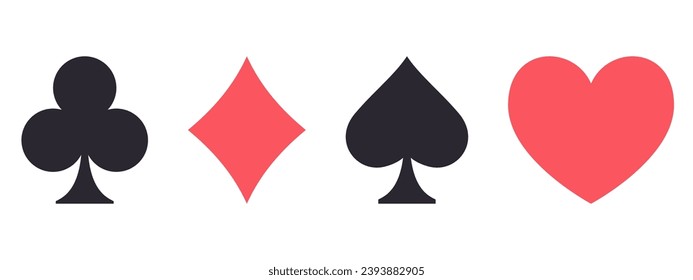 Vector playing card suit icon symbol set isolated on white background.