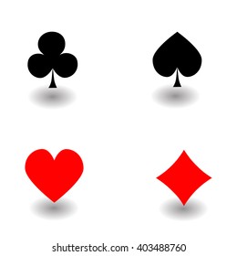 Vector Playing Card Suit Icon Symbol Set