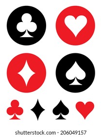 Vector playing card suit icons. Includes clubs, hearts, diamonds and spades.