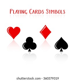 Vector playing card symbols with transparent reflection