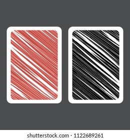 Vector playing cards back withblack and rad colors. Minimal pattern with line work style in set for game poker,  patience, solitaire