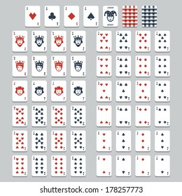 Vector playing cards, flat style