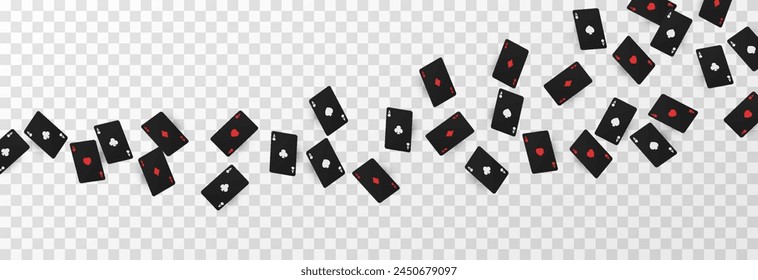 Vektorgrafik Spielkarten PNG. Spielkarten fallen von oben. Schwarze Karten png.