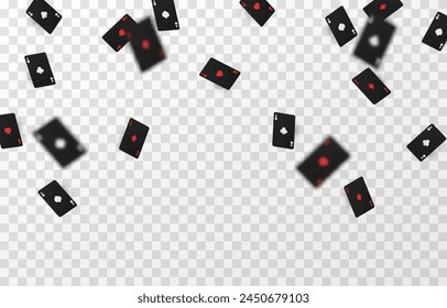 Vector jugando cartas png. Las cartas de juego caen desde arriba. Tarjetas negras png.