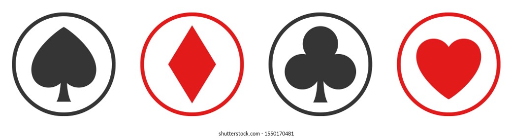 Vector playing cards signs in a circle. Set of symbols playing card casino. Flat vector icons isolated