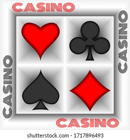 Vector playing cards symbols in the frame. 