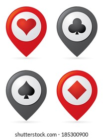 Vector playing cards symbols in pointers.