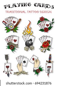 Vector Playing Cards Traditional Tattoo Designs