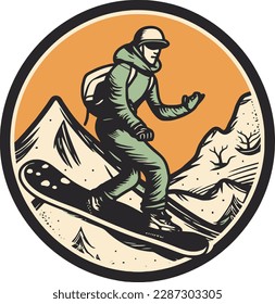 vector of playing ski in snow