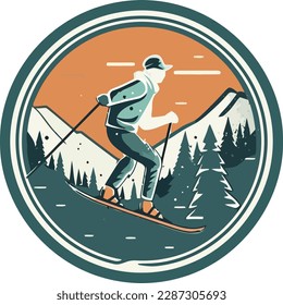 vector of playing ski in snow