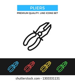 Vector pliers icon. Premium quality graphic design. Modern signs, outline symbols collection, simple thin line icons set for websites, web design, mobile app, infographics