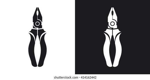 Vector Pliers icon. Two-tone version of Pliers simple icon on black and white background