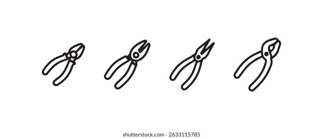 Vector pliers tool icons for construction use
