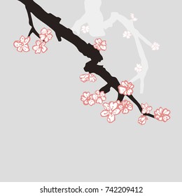 Vector Plum Blossom.Traditional chinese elements.