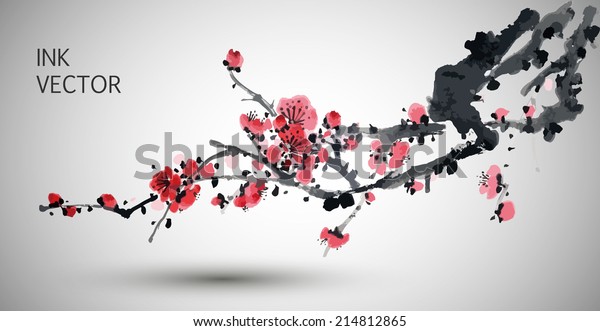 Vector Plum\
Blossom.Traditional chinese\
elements.