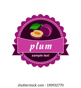 Vector plum. Fruit fresh labels.                   