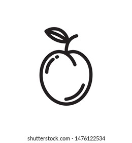 Vector plum icon. Flat illustration of plum isolated on white background. Icon vector illustration sign symbol.