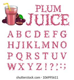 Vector plum juice serif font, abc a-z