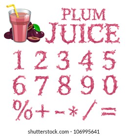 Vector plum juice serif font, numbers, digits