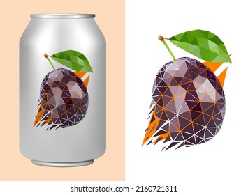 Vector plum in low poly style