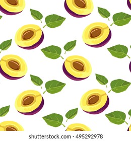 vector plum seamless pattern