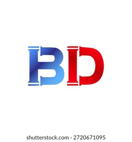 Plomería de Vector y diseño de logotipo de construcción. Letras y tipografía del alfabeto del estilo de la pipa de Industrial con colores degradados rojo y azul. Símbolo de servicio de agua y gasoductos.