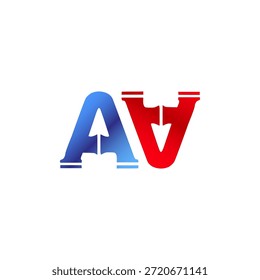 Plomería de Vector y diseño de logotipo de construcción. Letras y tipografía del alfabeto del estilo de la pipa de Industrial con colores degradados rojo y azul. Símbolo de servicio de agua y gasoductos.
