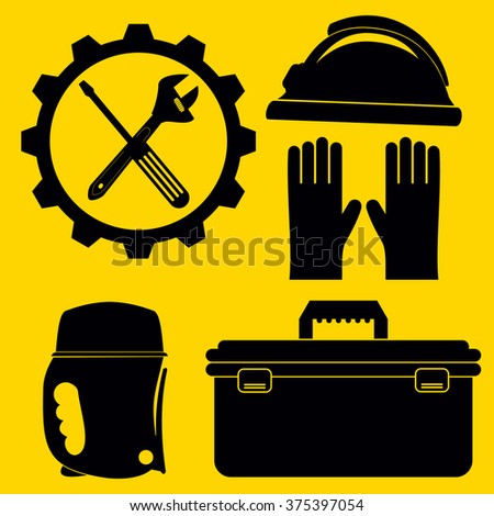 Vector plumbing icons set.Hand tools .Silhouette illustration.
