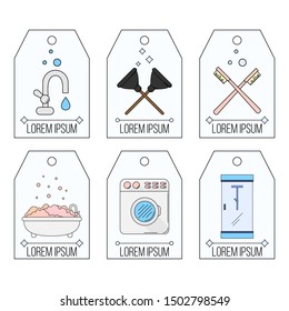Vector plumbing labels. Elements for design and web.