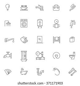 Vector plumbing  outline icons set