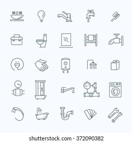 Vector plumbing outline icons set