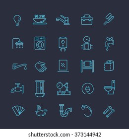 Vector plumbing outline icons set