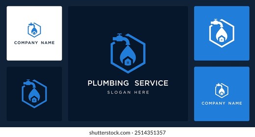 Vector of plumbing service logo and icon design template, can be used in various media easily, editable
