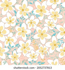 Vector Plumeria Flower seamless pattern. Perfect for fabric, scrapbooking, wallpaper project.
