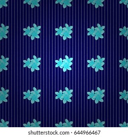 Vector plumeria flower seamless pattern on a blue background.