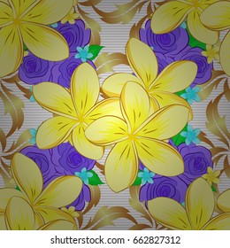Vector plumeria flowers seamless pattern. Seamless Floral Pattern on a white background.