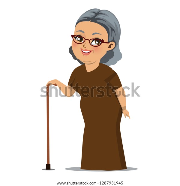 Vector Plump Cheerful Old Lady Standing Stock Vector (Royalty Free ...