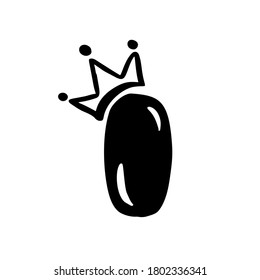 Vektor plump Vintage süßer Brief I mit Krone. Schriftlogo für Druckelemente. Valentinhandgezeichnetes Alphabet-Zeichen für Seitendekoration und Design-Illustration. Für Grußkarte, Hochzeit oder Einladung.