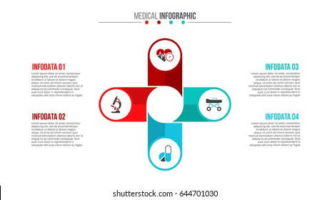 Vector plus infographic. Medical and healthcare template for presentation with 4 steps, options, parts or processes.