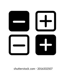vector plus minus icon sign in the form of a box. negative vector post icon