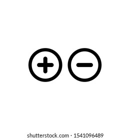 Vector plus and minus volume icons. Math add-on icon symbol