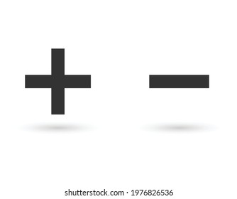 Vector plus and minus volume icons. Math add-on icon symbol